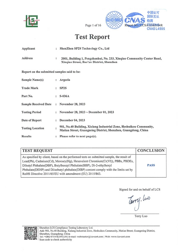 SP2S TEST REPORT ARGEELA